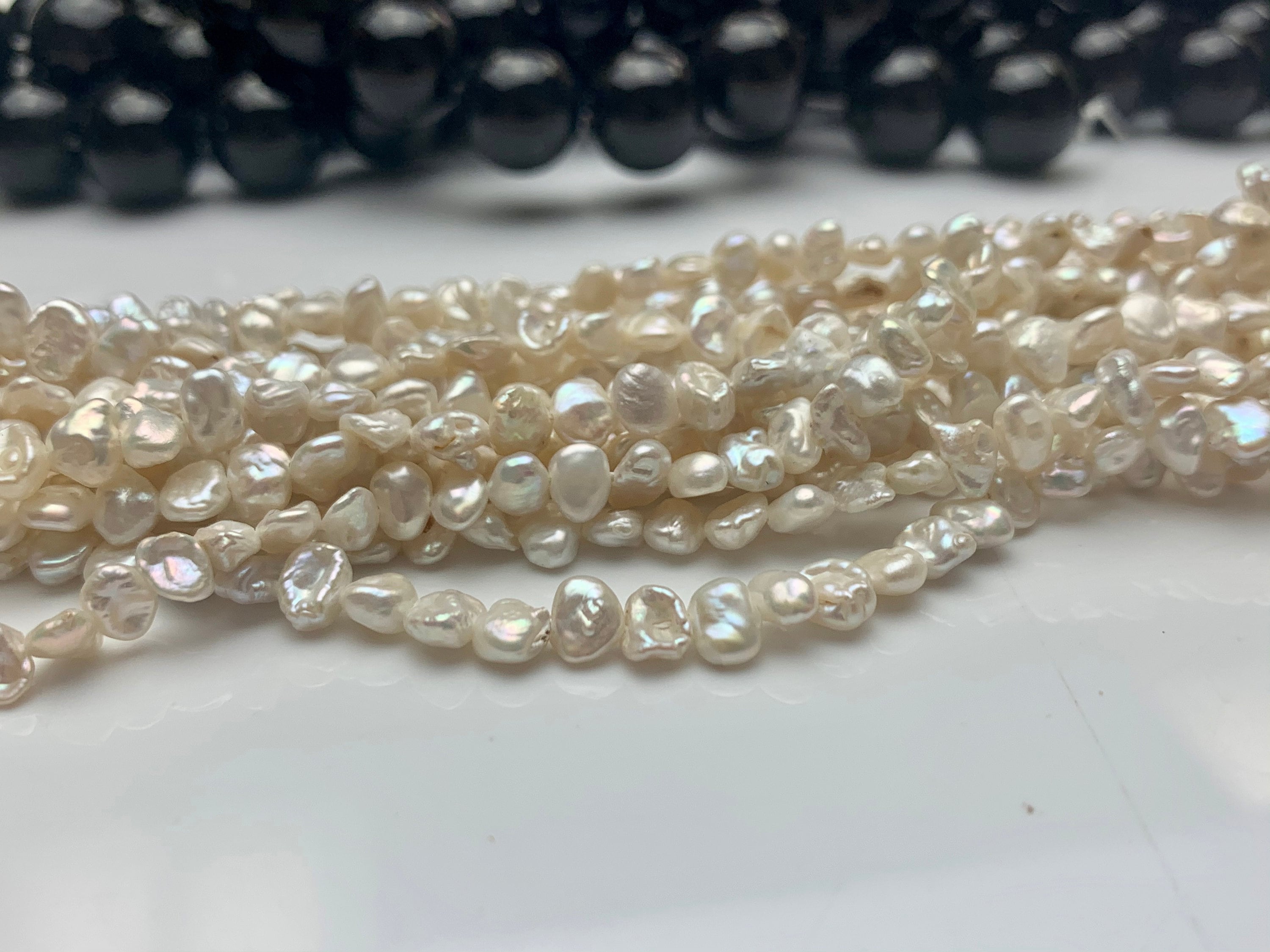 3.5-5 mm Natural White Keshi Nugget Freshwater Pearl Beads Center Drilled  Keshi Pearls Genuine Freshwater Tiny Keshi Nugget Pearls #234