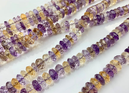 5x10-11 mm AAA Faceted Rondelle Shape Ametrine Gemstone Beads Genuine High Quality Natural Color Ametrine Gemstone 16 Inches Strand #2578