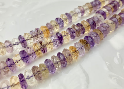 5x10-11 mm AAA Faceted Rondelle Shape Ametrine Gemstone Beads Genuine High Quality Natural Color Ametrine Gemstone 16 Inches Strand #2578