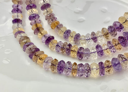 5x10-11 mm AAA Faceted Rondelle Shape Ametrine Gemstone Beads Genuine High Quality Natural Color Ametrine Gemstone 16 Inches Strand #2578