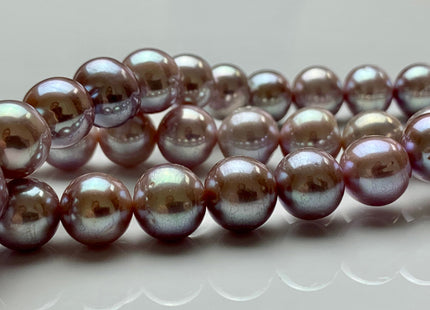 9.5-10.5 mm AAA Rare Extra Shiny Natural Pink/Mauve Pink Semi-Round Freshwater Pearl Beads Genuine High Luster Quality Bridal Pearls #1967