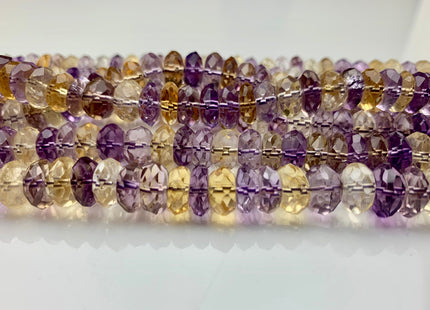 5x10-11 mm AAA Faceted Rondelle Shape Ametrine Gemstone Beads Genuine High Quality Natural Color Ametrine Gemstone 16 Inches Strand #2578