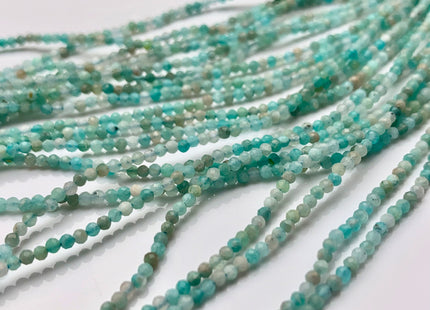 2-2.5 mm Faceted Round Tiny Amazonite Gemstone Beads 13 Inches Strand #2629