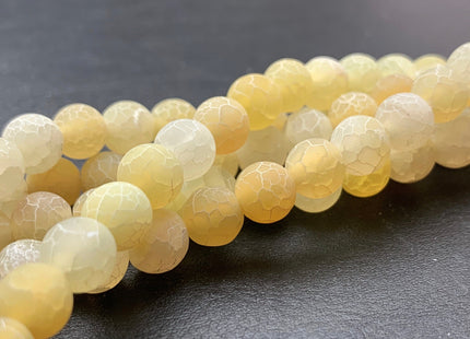 4 mm 6 mm 8 mm 10 mm Yellow Color Matte Finished Round Cracked Fire Agate Gemstone Beads 14 Inches Strand #2867