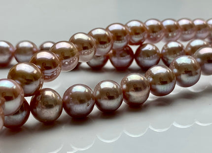 9.5-10.5 mm AAA Rare Extra Shiny Natural Pink/Mauve Pink Semi-Round Freshwater Pearl Beads Genuine High Luster Quality Bridal Pearls #1967