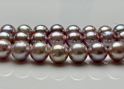 9.5-10.5 mm AAA Rare Extra Shiny Natural Pink/Mauve Pink Semi-Round Freshwater Pearl Beads Genuine High Luster Quality Bridal Pearls #1967