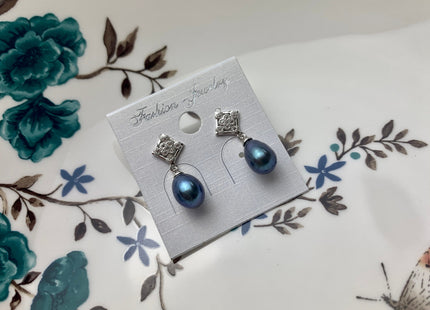One-Of-A-Kind 7.5x11 mm AAA Rare Peacock Pearl Earring Studs W/925 Sterling Silver High Luster Pearl Diamond Shape Earring Jewelry #10005-B