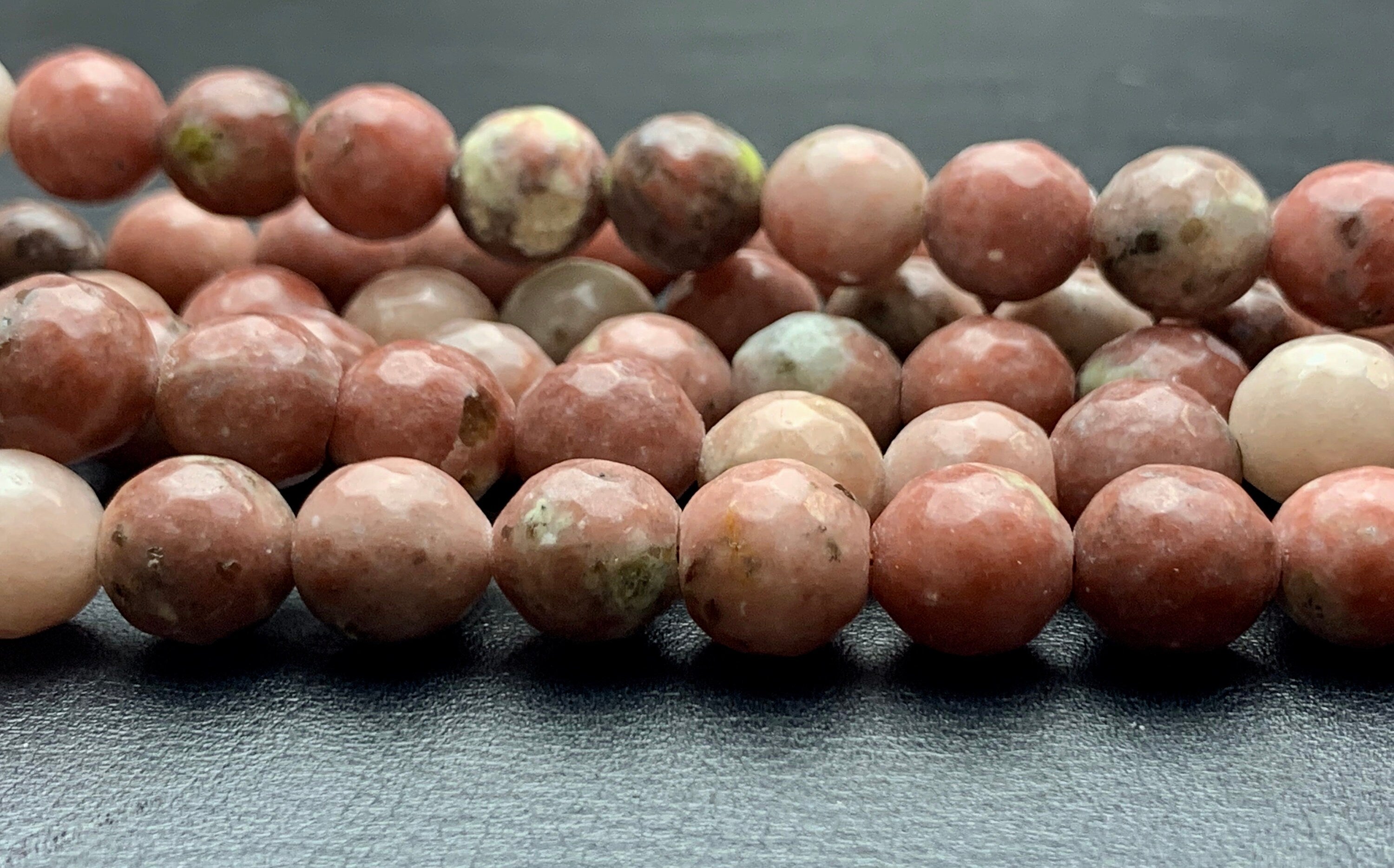 10 mm Faceted Round Plum Blossom Jasper Gemstone Beads Genuine Natural Pink  Plum Jasper Loose Beads 15.5 Inches Strand #2702