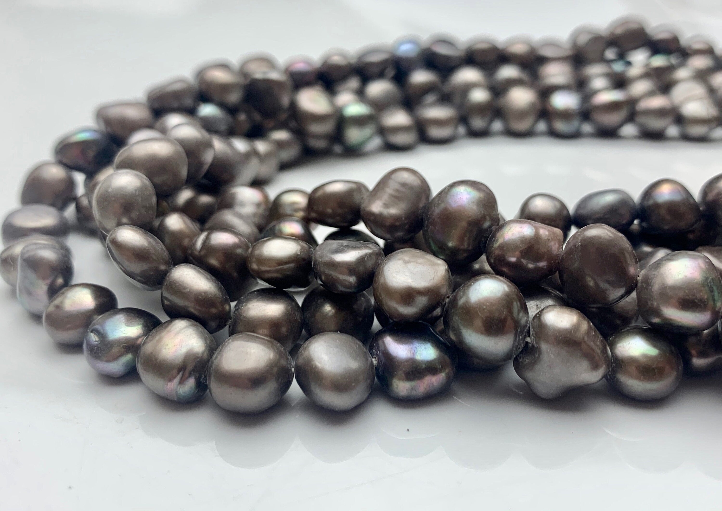 8-9 mm AAA Gray Color Freshwater Pearl Potato Nugget Beads Genuine