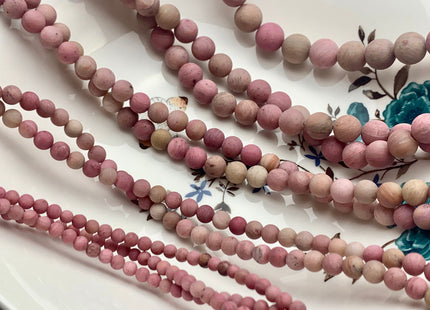 4mm 6mm 8mm 10mm 12mm Natural Matte Pink Petrified Rhodonite Gemstone Beads Natural Pink Color Gemstone Beads 15 Inches Strand #3253
