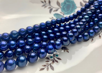 7-8mm AAA Off Round Freshwater Pearl Beads Dark Royal Blue Color Genuine Cultured High Luster Freshwater Pearl 16 Inches Strand #P1084