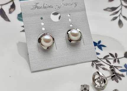 One Pair 925 Sterling Silver Setting Findings For Half Drilled Pearls Crest Shape Design Sterling Silver Findings #10053-A