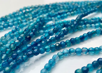 4mm 6mm Faceted Round Agate Gemstone Beads Blue Apatite Color Genuine Heat Treated Agate Gemstone Loose Beads 14 Inches Strand #3156