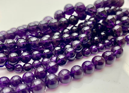 5-10 mm AAA RARE Graduated Smooth Round Amethyst Gemstone Beads Full Strand 18 Inch February Birthstone Top Quality Amethyst 18 Inches #485