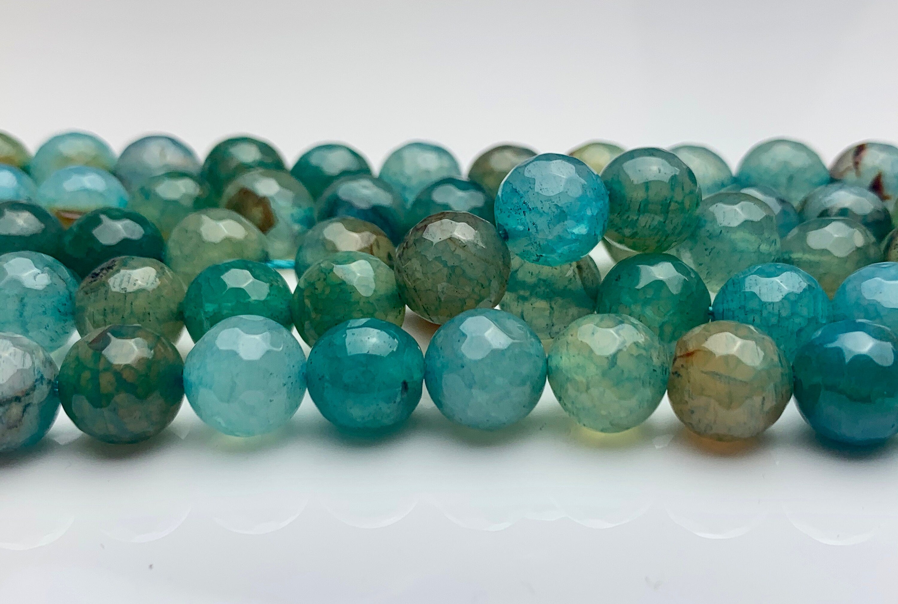 Natural Ocean Blue Agate Beads, Agate 10 mm Round Shape Beads