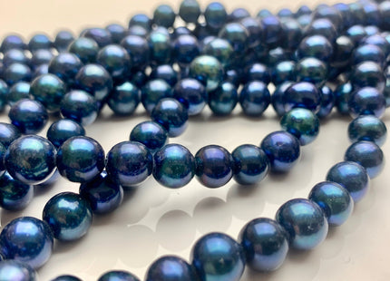 8-9mm AAA Large Hole Blue Peacock Potato Freshwater Pearl Beads Hole Size 1.2mm Or 2.2mm Genuine Rare Blue Color Large Hole Pearl #P1216