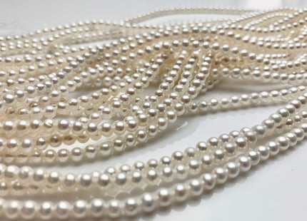 3.5-4 mm AAAAA Natural White Round Freshwater Akoya Quality Pearl Beads Genuine Natural White Very High Luster Round Pearl 113 Beads #P1176