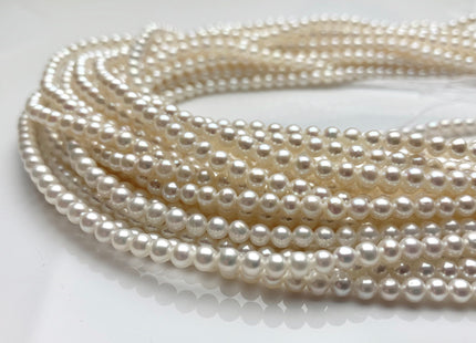 3.5-4 mm AAAAA Natural White Round Freshwater Akoya Quality Pearl Beads Genuine Natural White Very High Luster Round Pearl 113 Beads #P1176