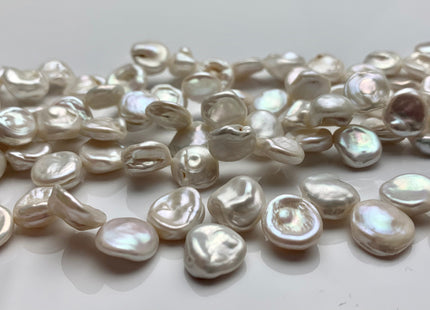 12-13 mm Natural White Keishi Top Drilled Freshwater Pearl Beads Genuine Side Drilled White Cornflake Flat Keishi Pearls  #P1268