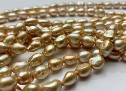 7x9 mm AA High Luster Multi Light Gold Champagne Rice Nugget Freshwater Pearl Beads Genuine Freshwater Pearl Cultured Champagne Pearl #P1282
