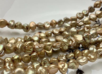 8-10 mm Rare Beige Champagne Keshi Nugget Freshwater Pearl Beads Center Drilled Genuine Keshi Pearl Nuggets 50 Pieces  #P1365