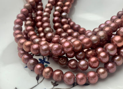 8 mm AAA Large Hole Half Strand Brick Pink Color Freshwater Round Pearl Beads Hole Size 2.2mm Genuine Freshwater Pearls 29 Pieces #P1421