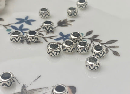One Piece 4x6 mm 925 Sterling Silver Tibetan Style Silver Spacer Ring Genuine Sterling Silver Large Hole Spacer Beads #10154