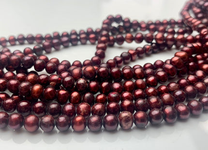 4.5 mm Burgundy Red Color Potato Freshwater Pearl Bead Genuine Dark Red Color Off Round Freshwater Pearls 88 Pieces #P1420