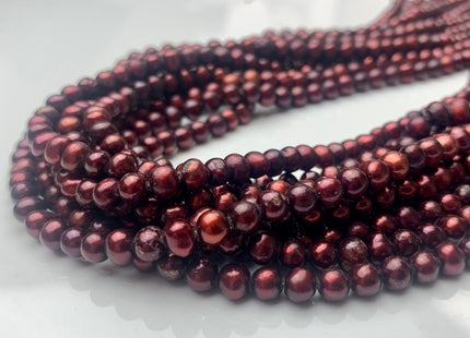 4.5 mm Burgundy Red Color Potato Freshwater Pearl Bead Genuine Dark Red Color Off Round Freshwater Pearls 88 Pieces #P1420