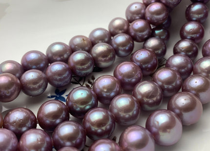 12-13.5 mm AAA Half Strand Large Hole Very Rare Dark Mauve Pink Baroque Pearl Hole Size 1.5mm Or 2.2mm Round Edison Pearl 16 Pieces #P1435