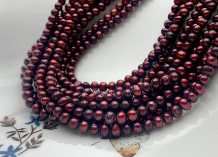 4.5 mm Burgundy Red Color Potato Freshwater Pearl Bead Genuine Dark Red Color Off Round Freshwater Pearls 88 Pieces #P1420