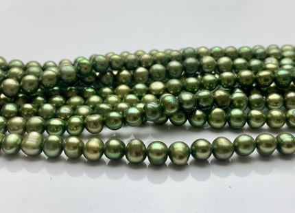 4.5-5.5 mm AA Sage Green Color Potato Freshwater Pearl Beads Genuine Cultured Freshwater Pearl Beads Green Potato Pearls 78 Pieces #P1525