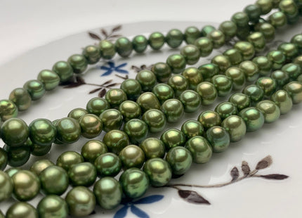 4.5-5.5 mm AA Sage Green Color Potato Freshwater Pearl Beads Genuine Cultured Freshwater Pearl Beads Green Potato Pearls 78 Pieces #P1525