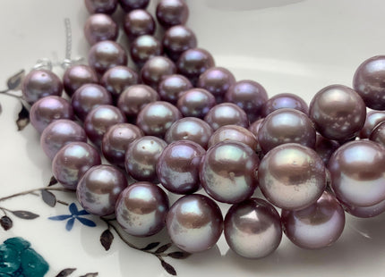 12-13.5 mm AAA Half Strand Large Hole Very Rare Dark Mauve Pink Baroque Pearl Hole Size 1.5mm Or 2.2mm Round Edison Pearl 16 Pieces #P1435