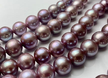 12-13.5 mm AAA Half Strand Large Hole Very Rare Dark Mauve Pink Baroque Pearl Hole Size 1.5mm Or 2.2mm Round Edison Pearl 16 Pieces #P1435