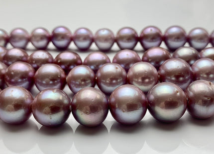 12-13.5 mm AAA Half Strand Large Hole Very Rare Dark Mauve Pink Baroque Pearl Hole Size 1.5mm Or 2.2mm Round Edison Pearl 16 Pieces #P1435