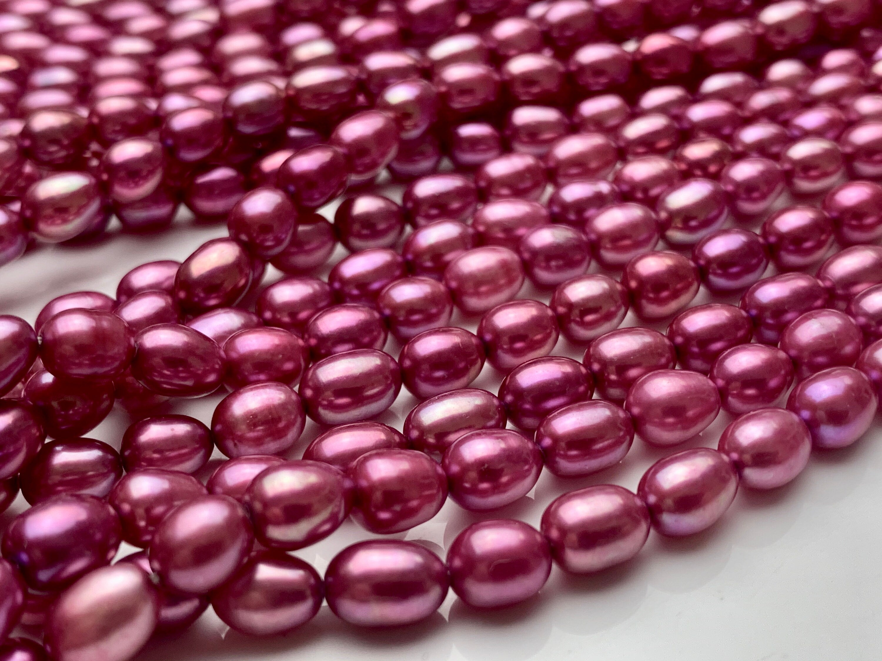 8x10-11 mm AAA Pinkish Gray Color Rice/Oval Freshwater Pearl Beads Genuine  High Luster Cultured Freshwater Pearls 38 Pieces #P1253