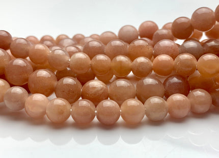 8mm 10mm AAA Half Strand Large Hole Smooth Round Sunstone Gemstone Beads Hole Size 2.0 mm Natural Peach Sunstone Beads 8 Inches Strand #3766