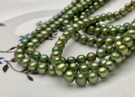 4.5-5.5 mm AA Sage Green Color Potato Freshwater Pearl Beads Genuine Cultured Freshwater Pearl Beads Green Potato Pearls 78 Pieces #P1525