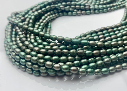 3.5x5 mm AA Tiny Sage Green Color Rice/Oval Freshwater Pearl Beads Genuine Smooth And Shiny Freshwater Pearl Tiny Seed Beads #P1647