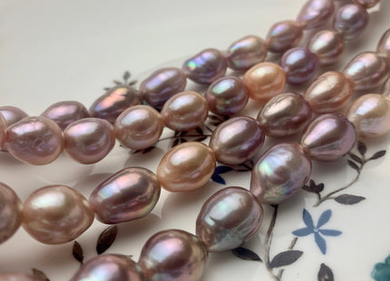 10x12-11x15 mm AAAA Rare Mixed Natural Mauve Pink Baroque Pearl Genuine Quality Tear Drop Edison Pearl With Iridescent Color 28 Beads #P1673