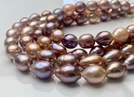 10x12-11x15 mm AAAA Rare Mixed Natural Mauve Pink Baroque Pearl Genuine Quality Tear Drop Edison Pearl With Iridescent Color 28 Beads #P1673