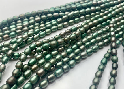 3.5x5 mm AA Tiny Sage Green Color Rice/Oval Freshwater Pearl Beads Genuine Smooth And Shiny Freshwater Pearl Tiny Seed Beads #P1647