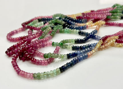 3-4mm AAA Faceted Rondelle Natural Blue Sapphire Pink Ruby Emerald Gemstone Beads Genuine Top Quality Gemmy Gemstone Beads 16 Inches #3791