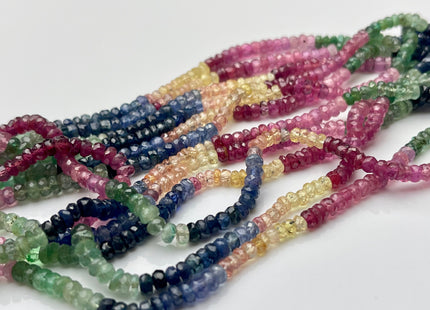 3-4mm AAA Faceted Rondelle Natural Blue Sapphire Pink Ruby Emerald Gemstone Beads Genuine Top Quality Gemmy Gemstone Beads 16 Inches #3791