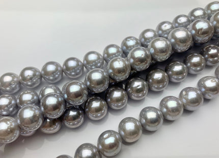 10-12 mm AAA Extra Shiny Gray Color Off Round Freshwater Pearls Genuine High Luster Cultured Freshwater Pearl Beads 38 Pieces #P1806