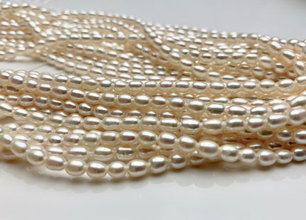 4x6 mm AAA Large Hole Rice Oval Freshwater Pearl Hole Size 1.0mm Genuine High Luster Natural White Small Tiny Rice Pearl 75 Beads #P1817