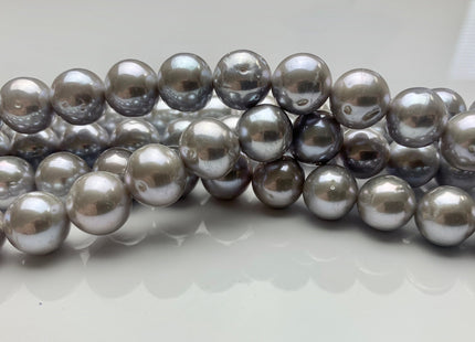 10-12 mm AAA Extra Shiny Gray Color Off Round Freshwater Pearls Genuine High Luster Cultured Freshwater Pearl Beads 38 Pieces #P1806