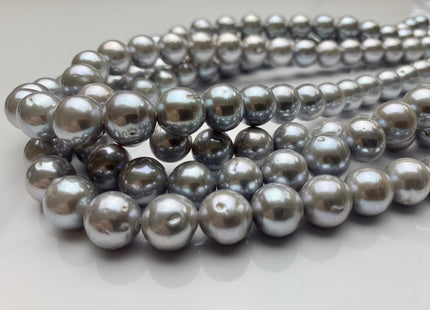 10-12 mm AAA Extra Shiny Gray Color Off Round Freshwater Pearls Genuine High Luster Cultured Freshwater Pearl Beads 38 Pieces #P1806