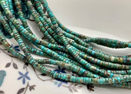 4 mm 100% All Natural Turquoise Heishi Rondelle Shape Genuine Rare Natural Color Turquoise Gemstones Loose Beads 15.5 Inches Strand #3815